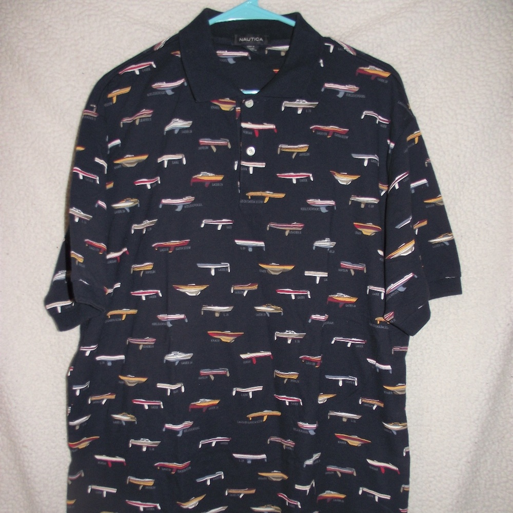 Nautica Polo Shirt Boat Pattern